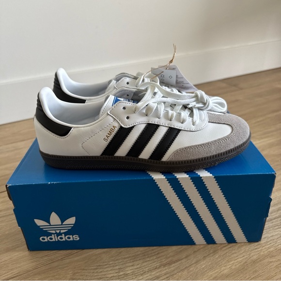 Adidas Men's Samba OG White/Black Leather Shoes Sneakers B75806 – Size 7.5 NEW - Picture 3 of 7